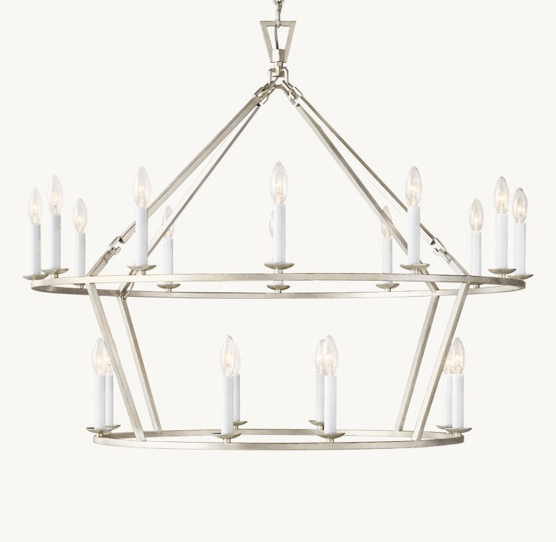 Vintage Openwork Two-Tier Round Chandelier 40"