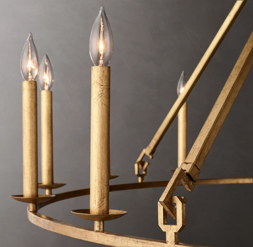 Vintage Openwork Two-Tier Round Chandelier 50"