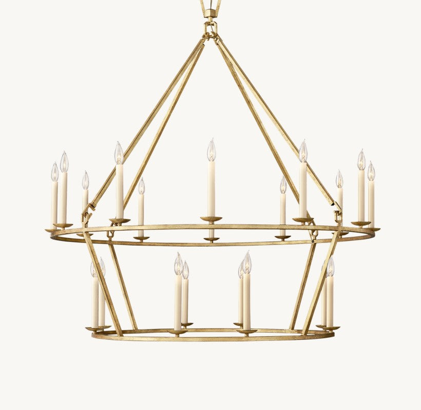 Vintage Openwork Two-Tier Round Chandelier 50"