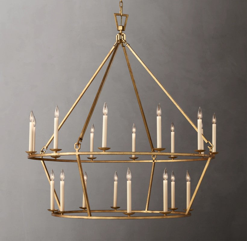 Vintage Openwork Two-Tier Round Chandelier 50"