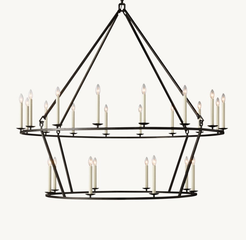 Vintage Openwork Two-Tier Round Chandelier 62"