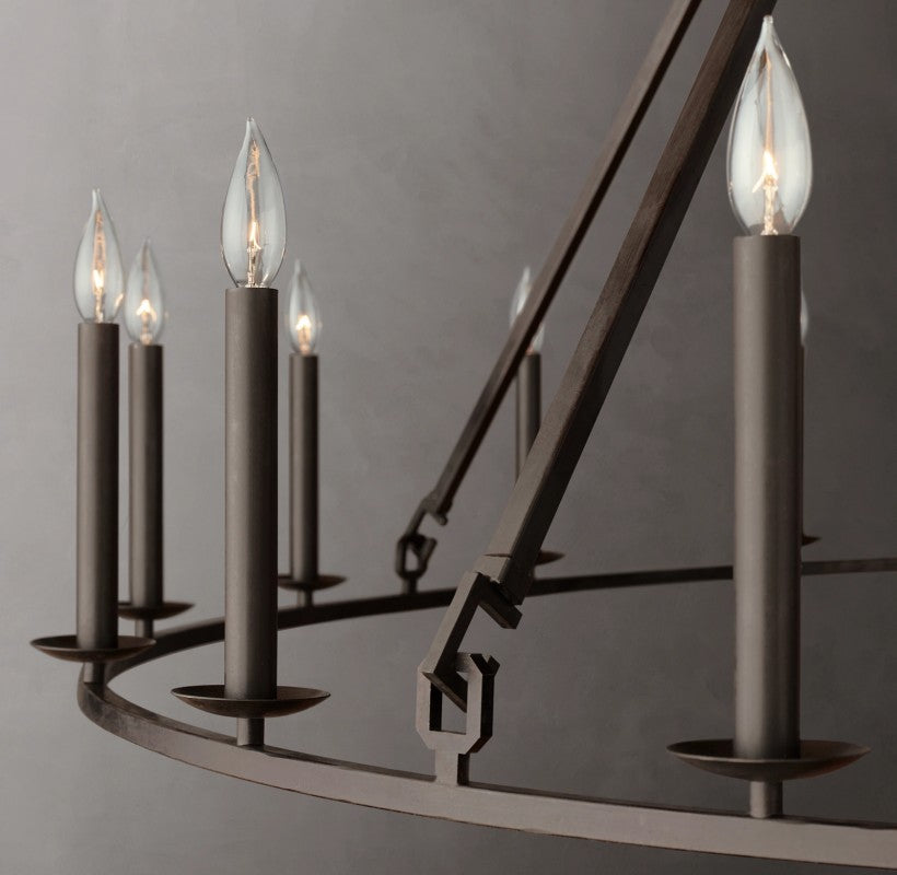 Vintage Openwork Two-Tier Round Chandelier 62"