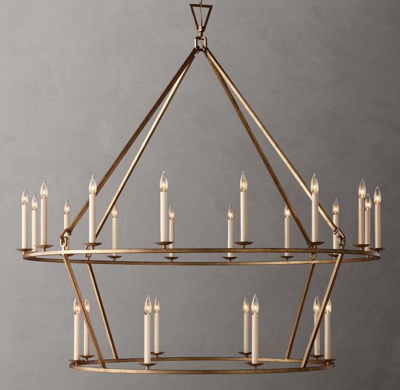 Vintage Openwork Two-Tier Round Chandelier 62"