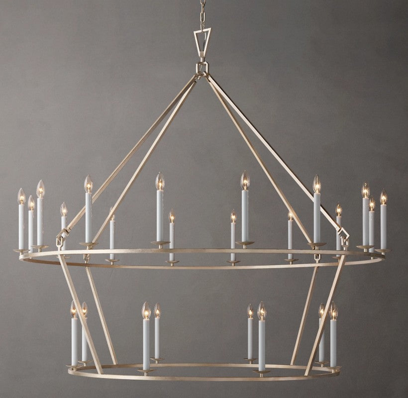 Vintage Openwork Two-Tier Round Chandelier 62"