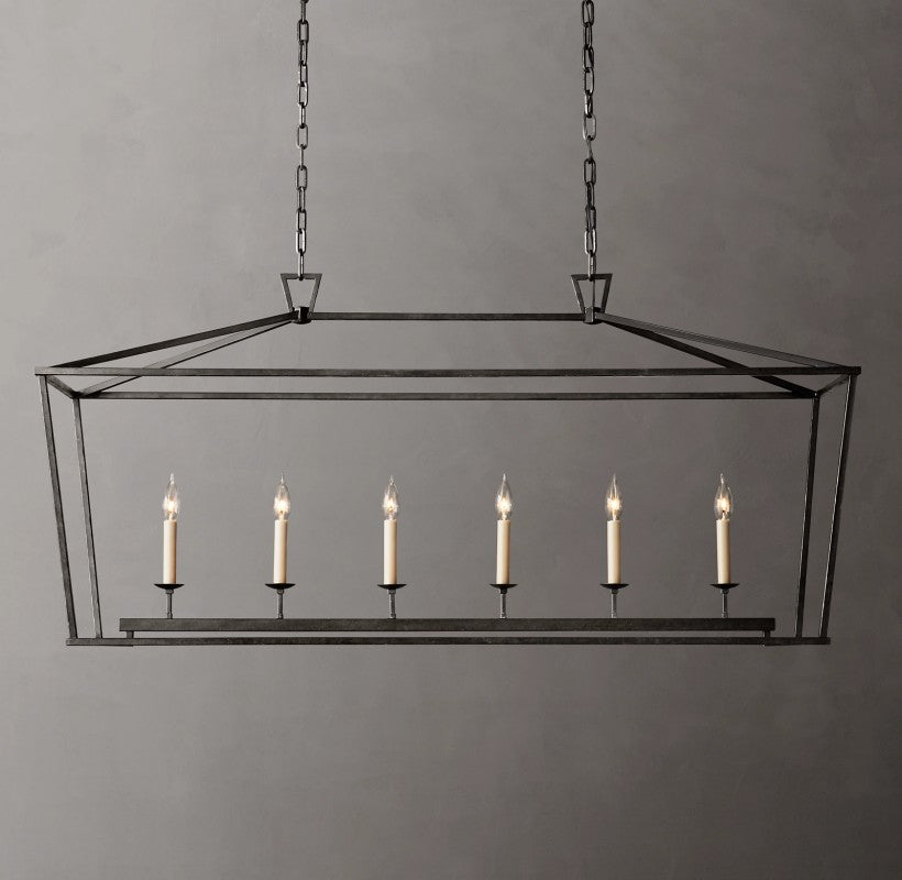 Vintage Openwork Rectangular Chandelier 54"