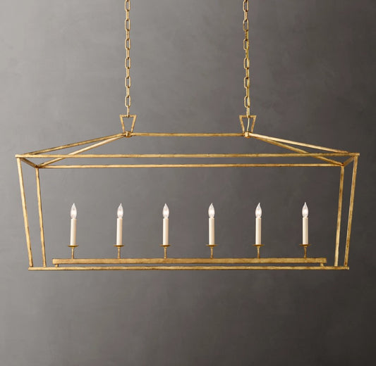 Vintage Openwork Rectangular Chandelier 54"