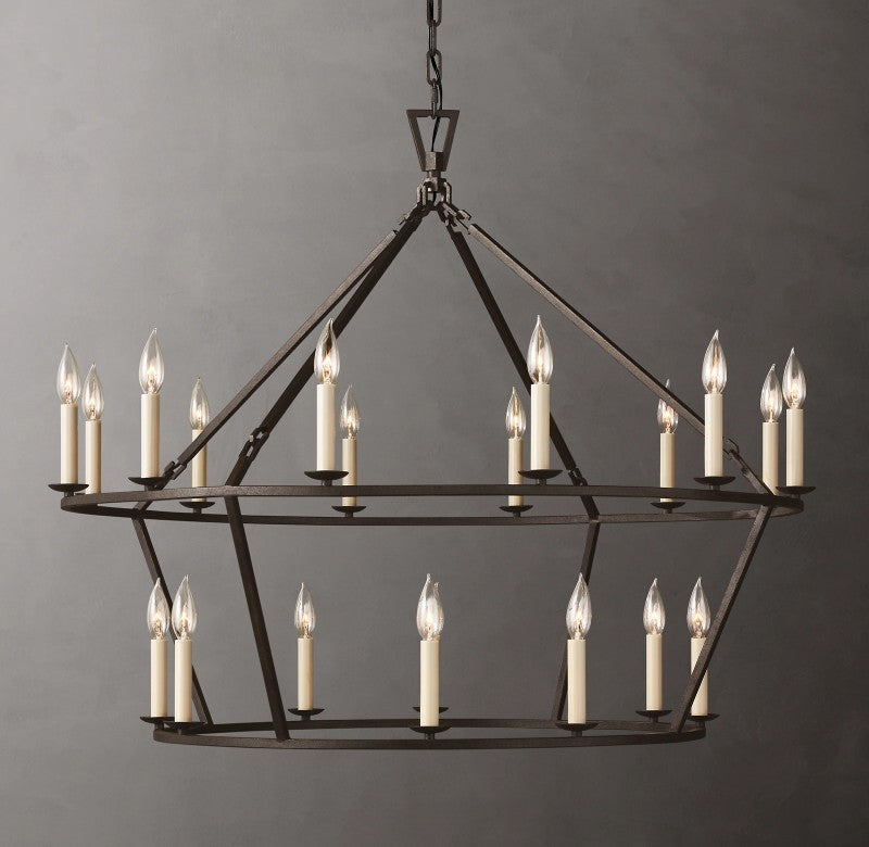 Vintage Openwork Two-Tier Round Chandelier 40"