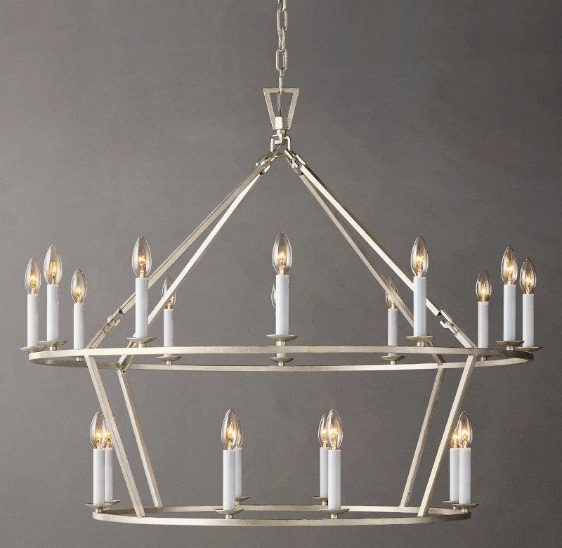 Vintage Openwork Two-Tier Round Chandelier 40"