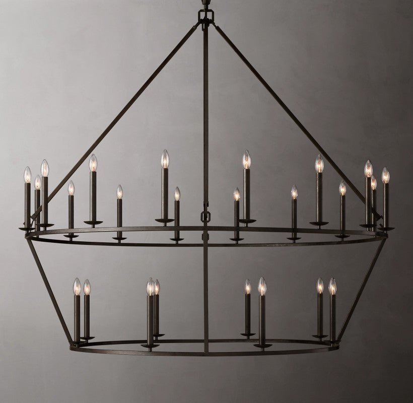 Vintage Openwork Two-Tier Round Chandelier 62"