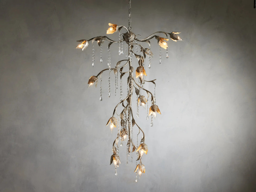 Morning Glory Vintage Style Chandelier 34"  - Silver