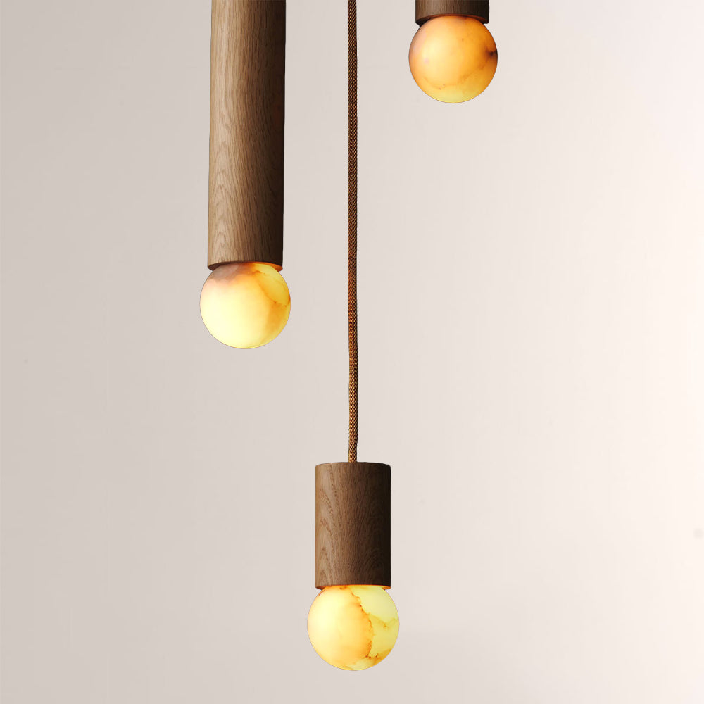 Woolet Wood Marble Cluster Chandelier