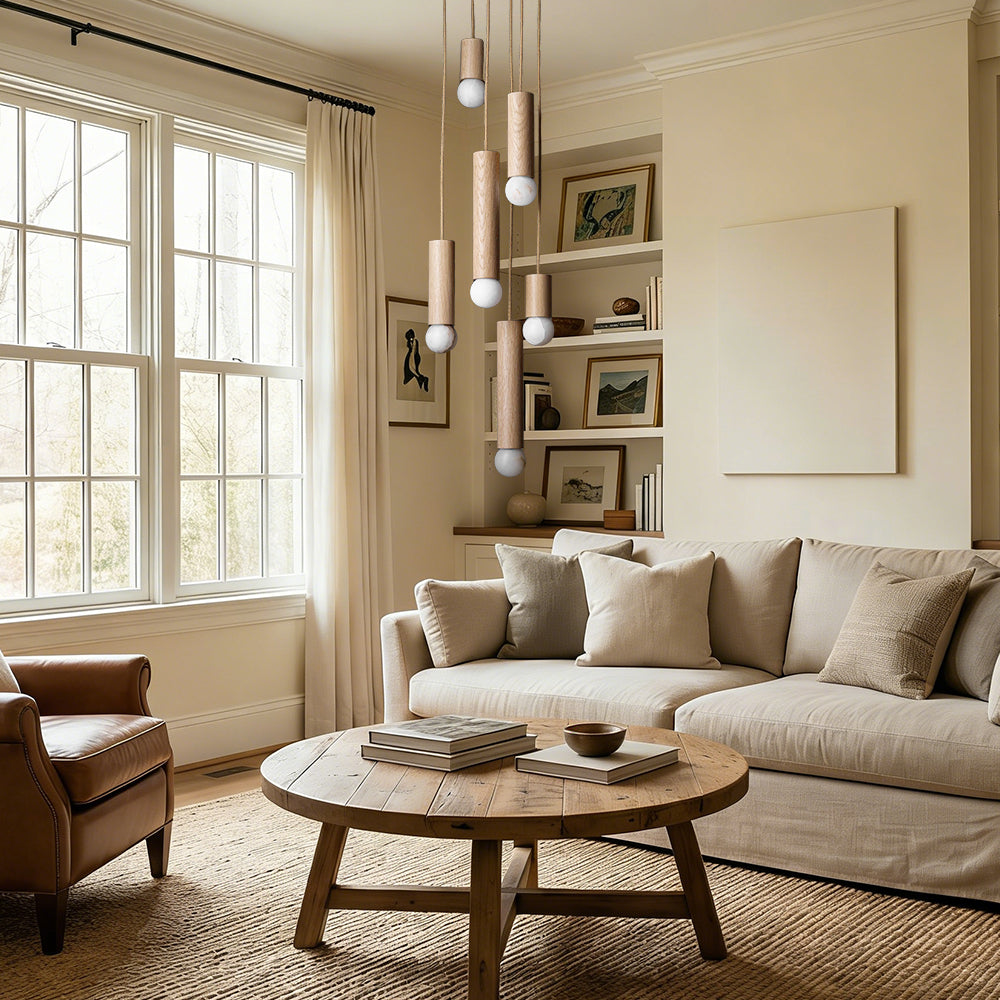 Woolet Wood Marble Cluster Chandelier