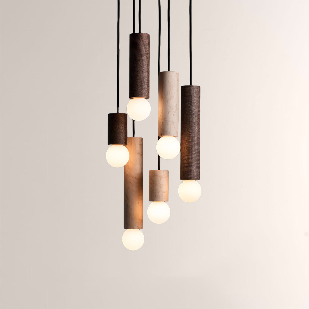 Woolet Wood Marble Cluster Chandelier