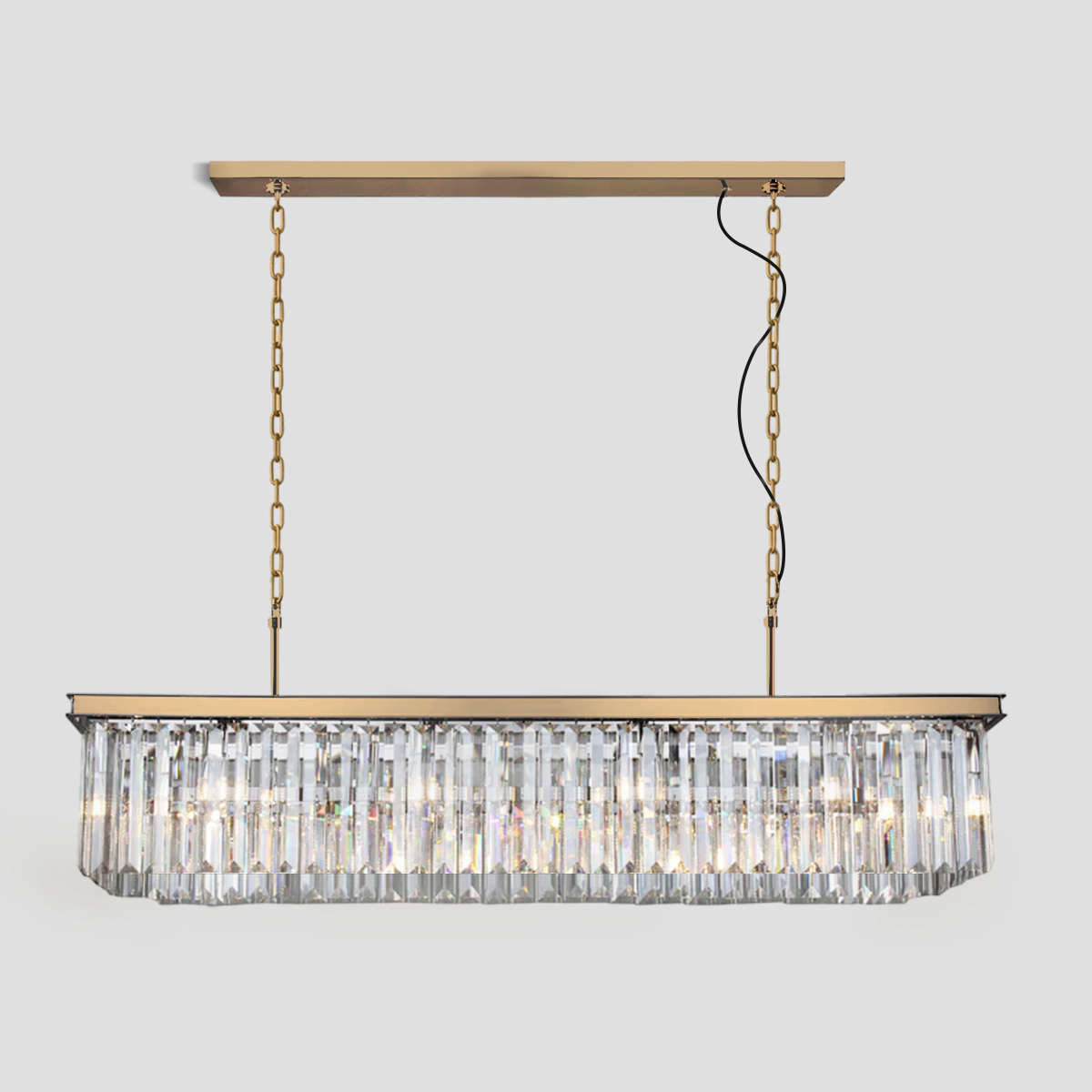 Beckett Single-Tier Rectangular Crystal Rod Chandelier