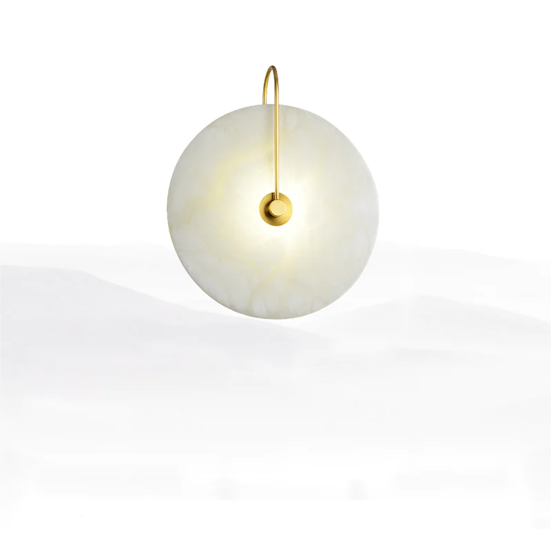 Alabaster Round Bedroom Bedside Wall Sconce