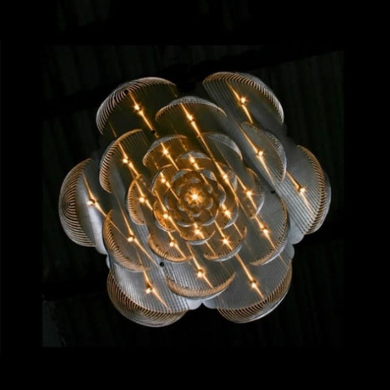 Post-Modern Aluminum Chain Flower Chandelier