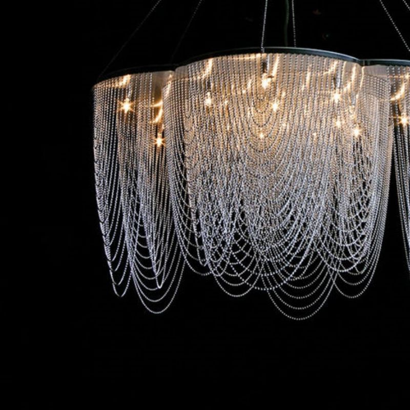 Post-Modern Aluminum Chain Flower Chandelier