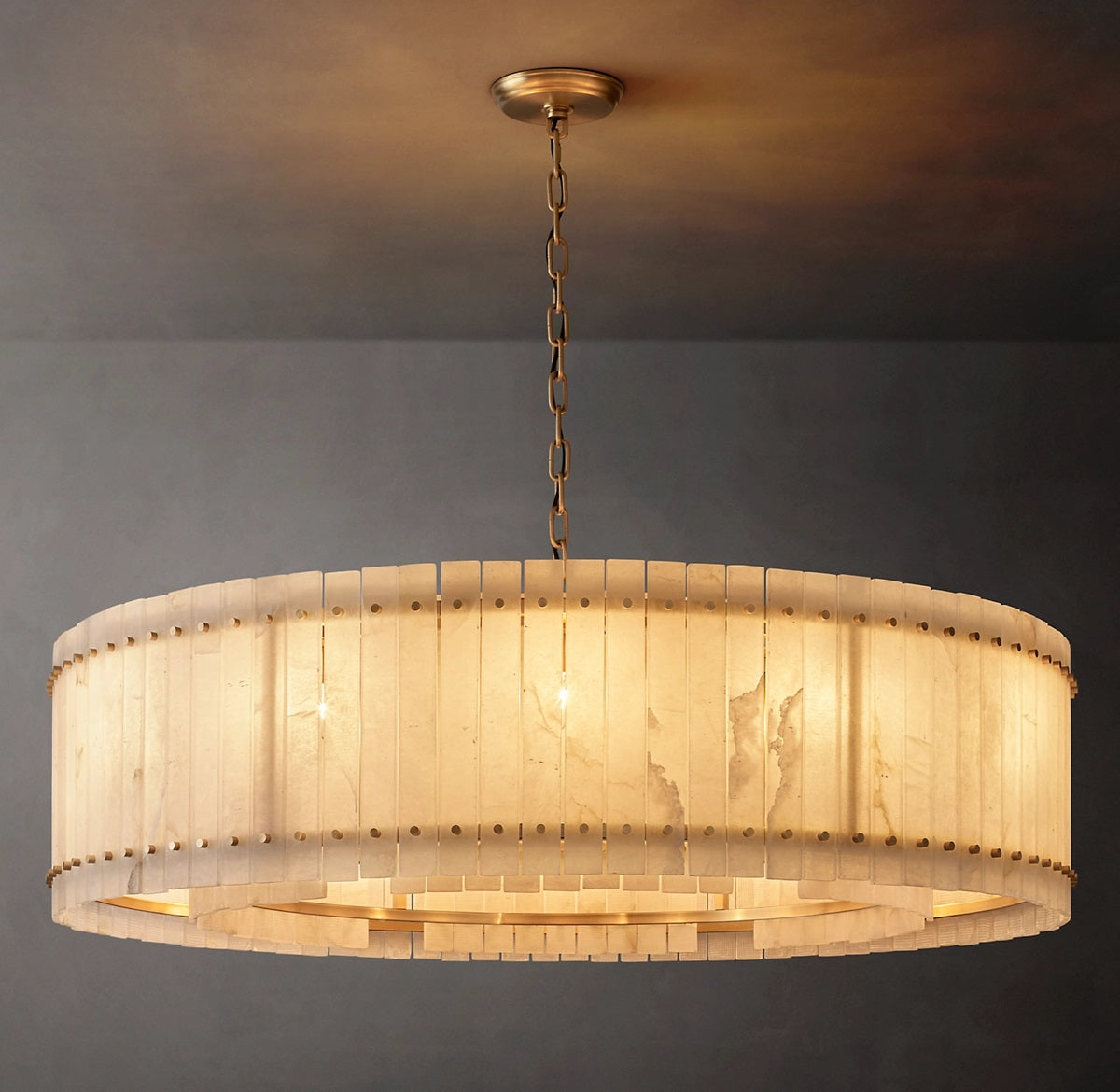 San Aurelio Alabaster Two-Tier Round Chandelier 60"D