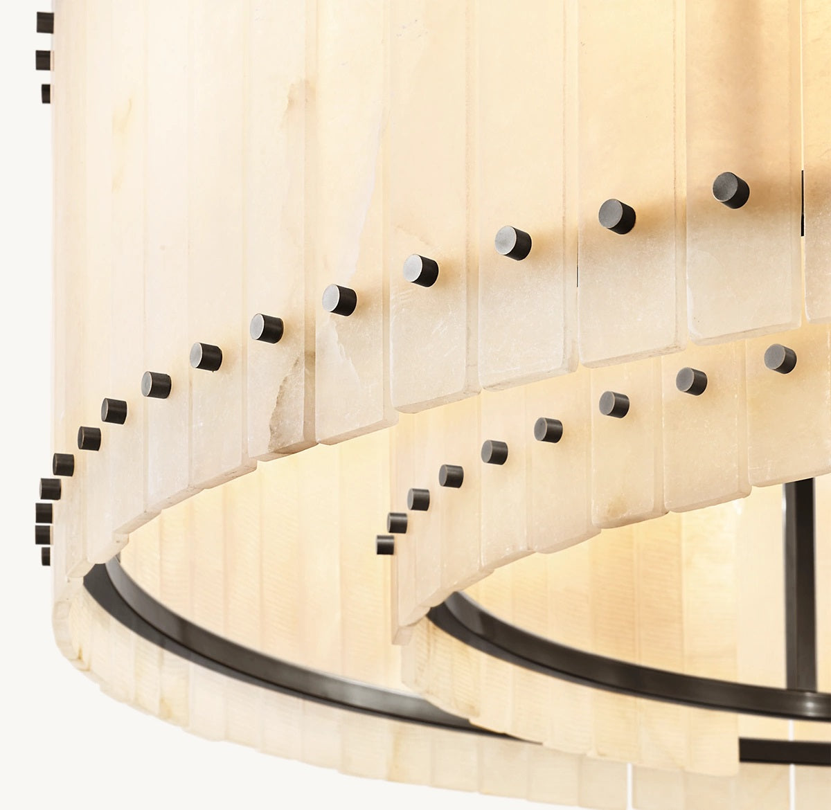 San Aurelio Alabaster Two-Tier Round Chandelier 60"D