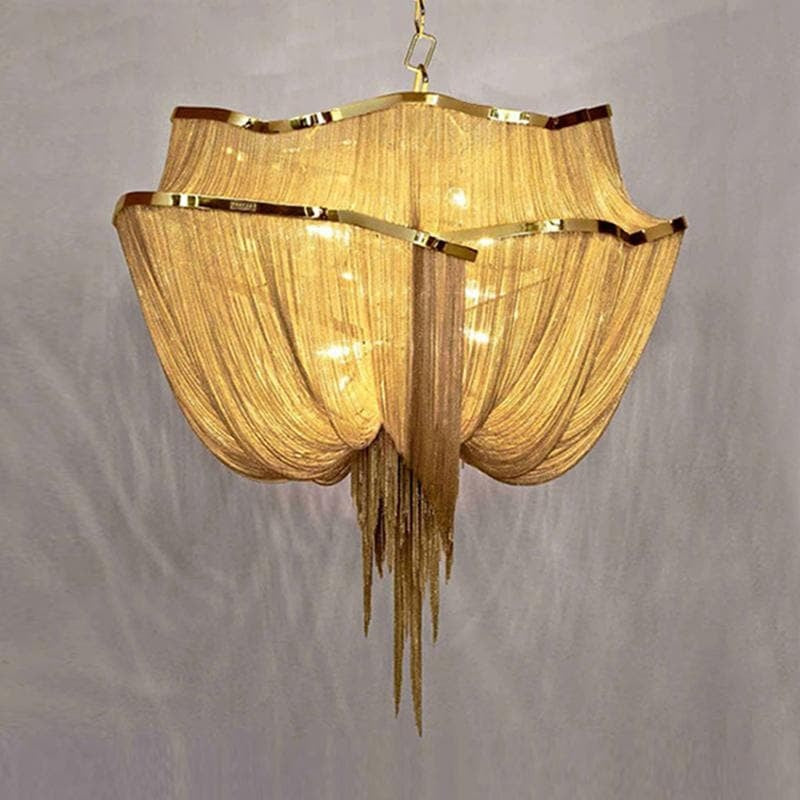 Alisa Luxury Double-Layer Aluminum Chain Tassel Chandelier