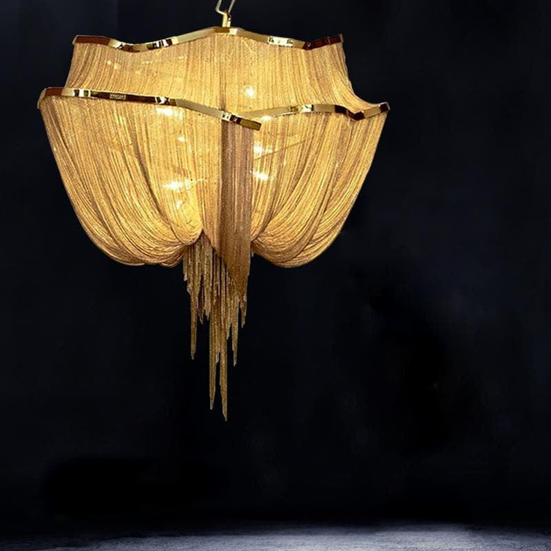 Alisa Luxury Double-Layer Aluminum Chain Tassel Chandelier