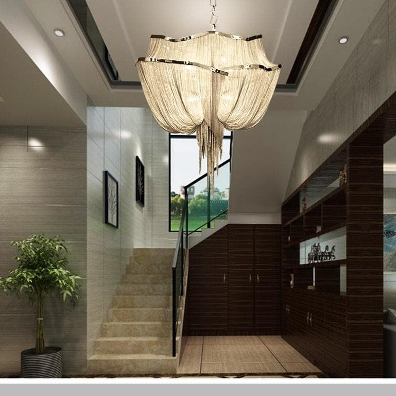 Alisa Luxury Double-Layer Aluminum Chain Tassel Chandelier