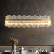 Flake Long Crystal Rectangle Golden Lamp Body Modern Chandelier 32"/40"