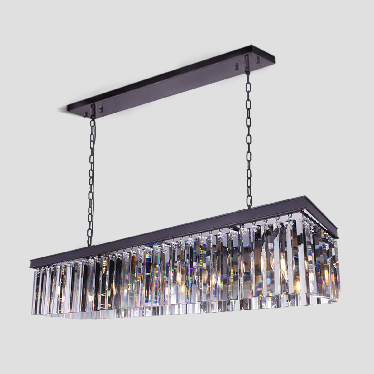 Beckett Single-Tier Rectangular Crystal Rod Chandelier