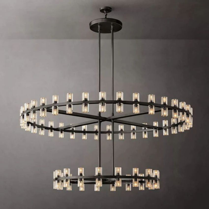 Bordeaux Wine-Glass Round 2-Tier Chandelier 60"