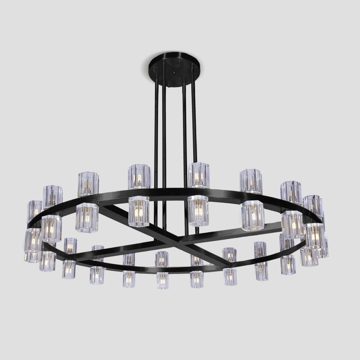 Wine Glass 1-Tier Round Chandelier 50”