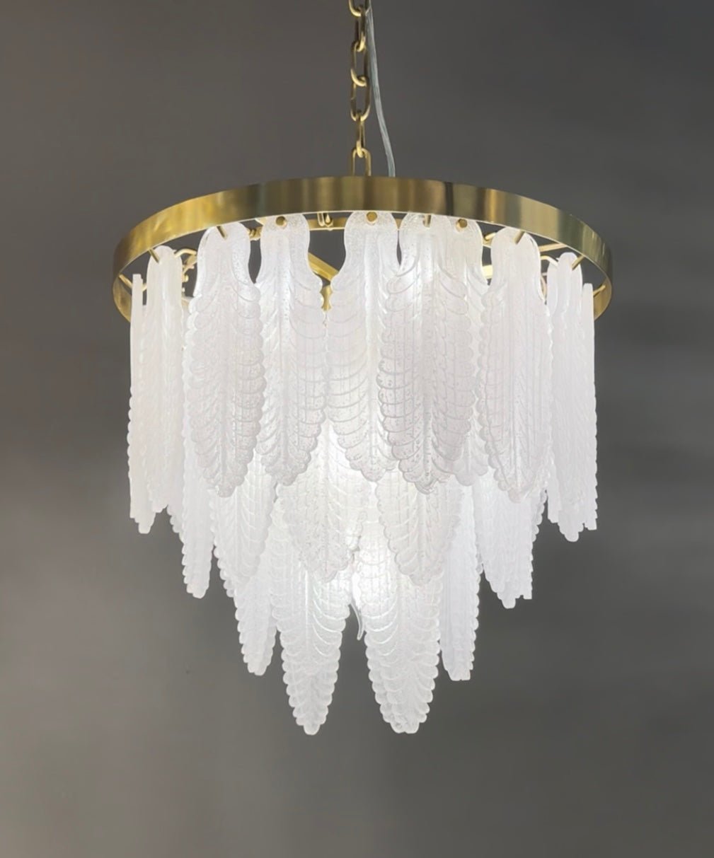 Tampa Leaf Round Tiered Glass Chandelier