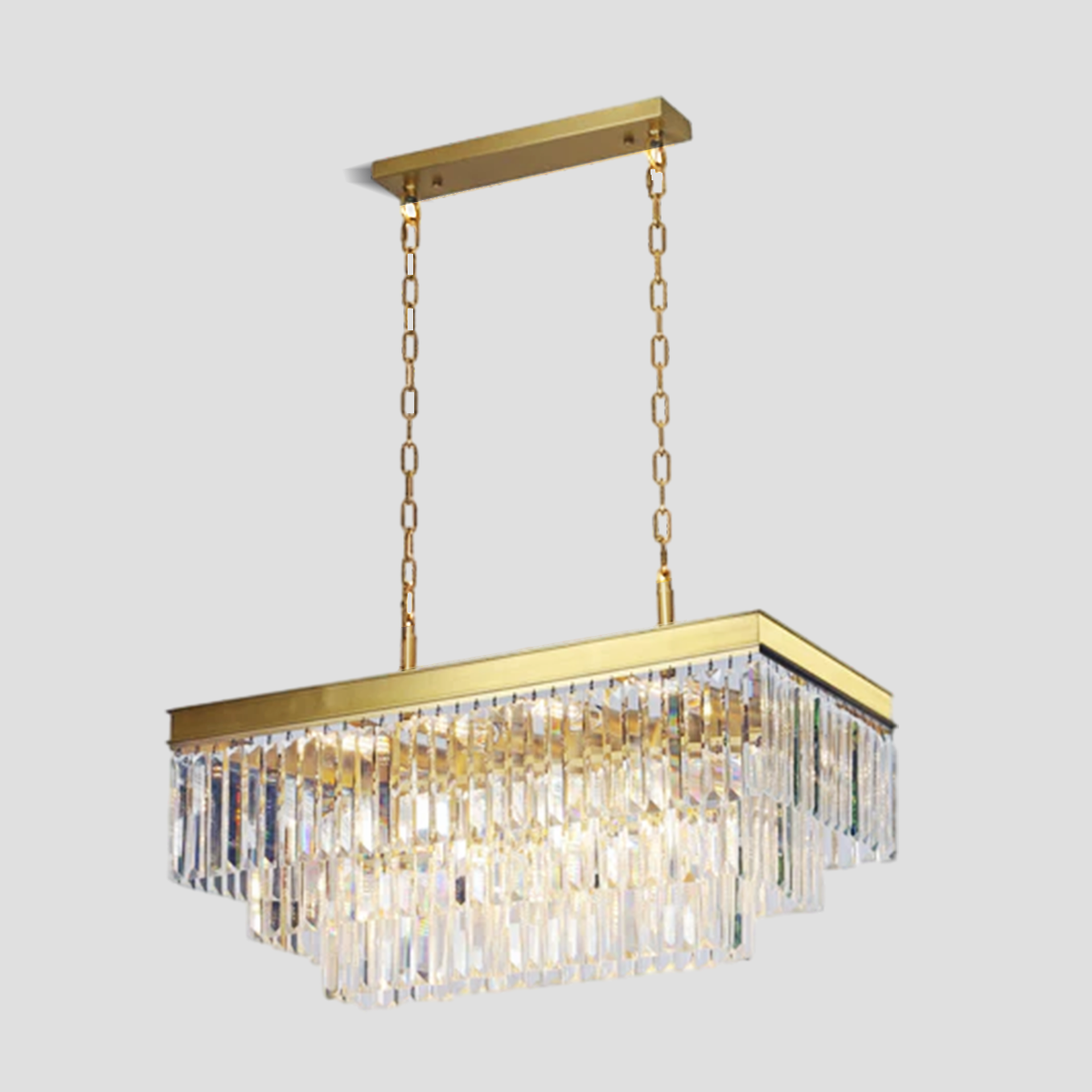 Beckett 3-Tier Crystal Rectangular Chandelier