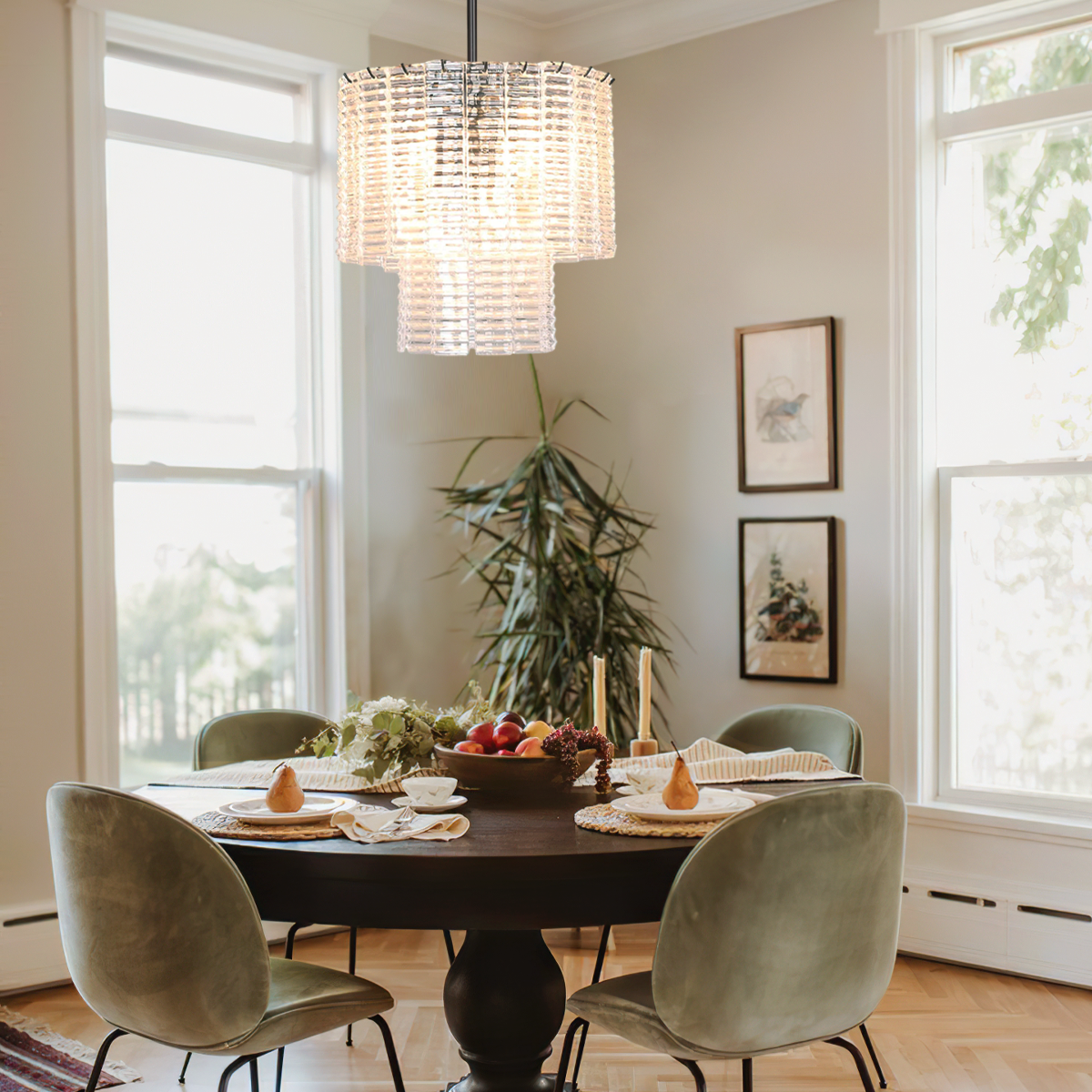 Cheryl Round Glass Tile Chandelier