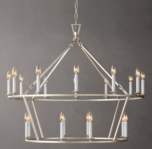 Vintage Openwork Two-Tier Round Chandelier 40"