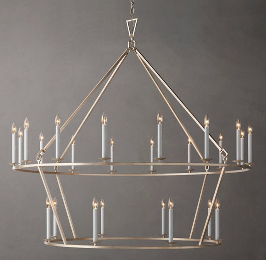 Vintage Openwork Two-Tier Round Chandelier 62"
