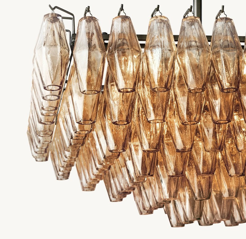 Italian Smoke Glass Square Chandelier 60"（customized)
