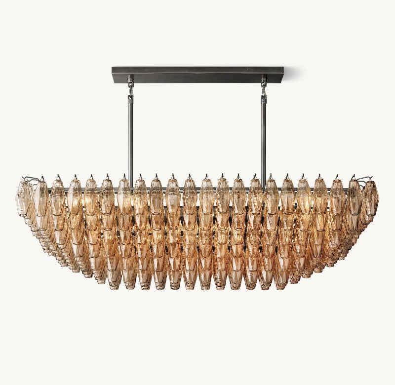 Italian Smoke Glass Square Chandelier 60"（customized)