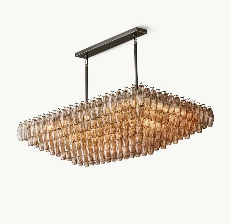Italian Smoke Glass Square Chandelier 60"（customized)