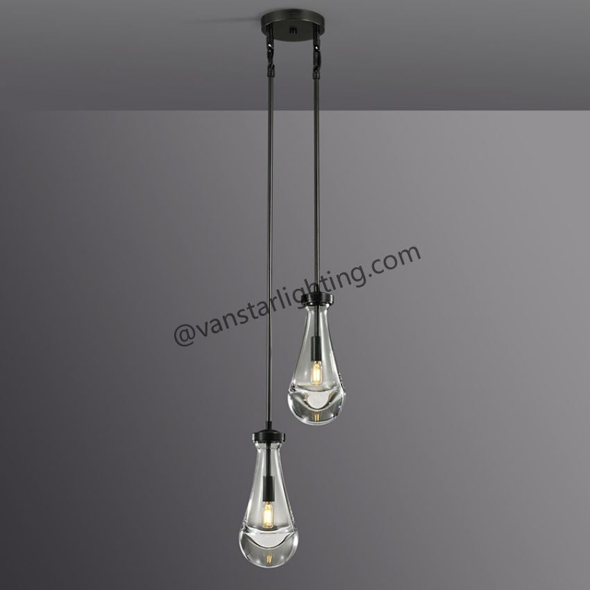 Raindrops 2-Light Rod Round Chandelier