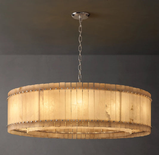 San Aurelio Alabaster Two-Tier Round Chandelier 60"D