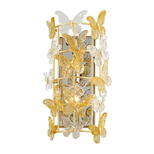 Butterfly 2 Lights Crystal  Wall Sconce