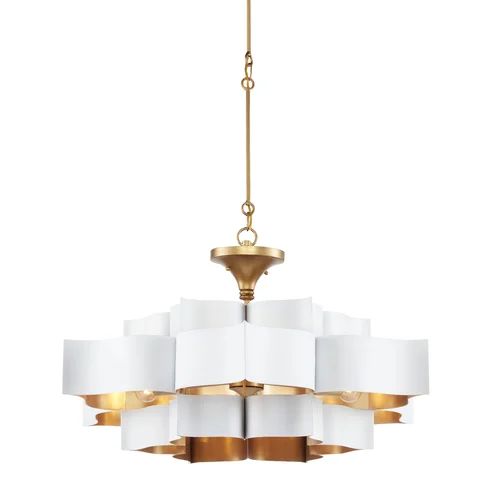 Classical Lotus 1-Light  Chandelier - White