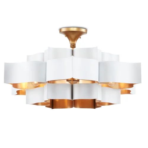 Classical Lotus 1-Light  Chandelier - White