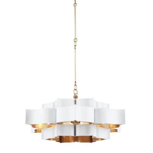 Classical Lotus 1-Light  Chandelier - White