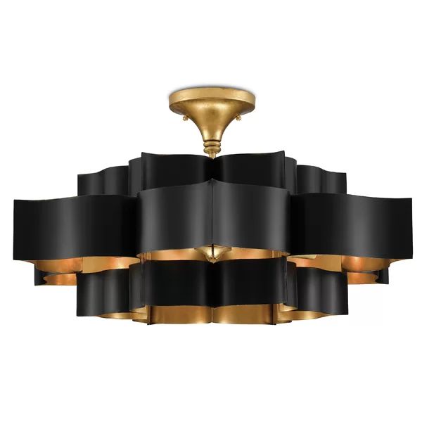 Classical Lotus 6 Lights  Chandelier - Black