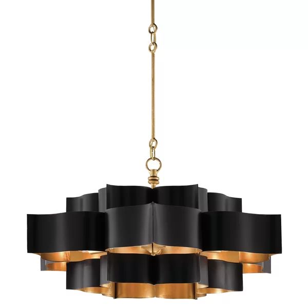 Classical Lotus 6 Lights  Chandelier - Black