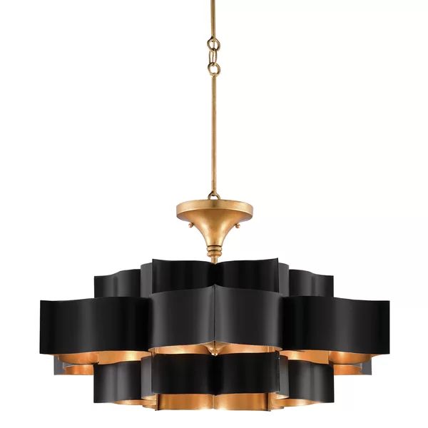 Classical Lotus 6 Lights  Chandelier - Black