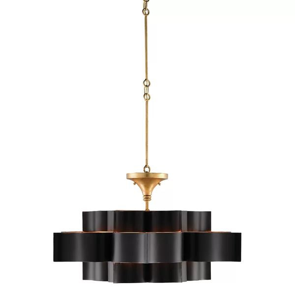 Classical Lotus 6 Lights  Chandelier - Black