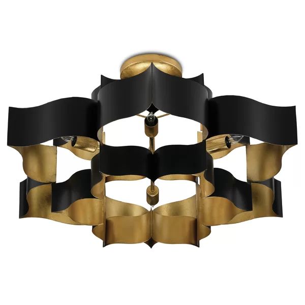 Classical Lotus 6 Lights  Chandelier - Black